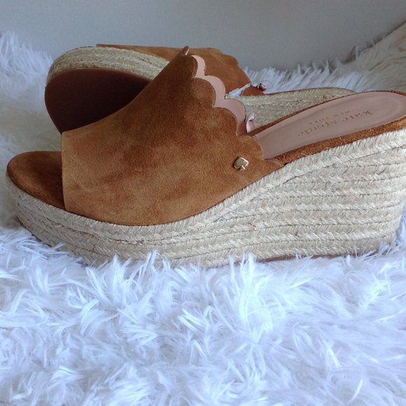 New Kate Spade Tabby Wedge Mules In Toast - Picture 4 of 10